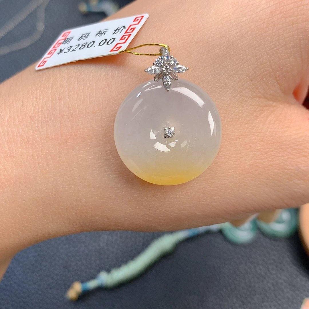 吊坠(不含链)18K金镶嵌翡翠翡翠