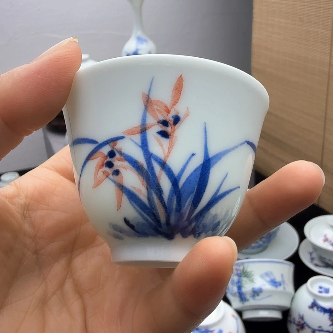 手工手绘小兰花杯