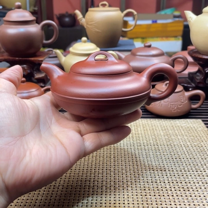茶壶紫砂W*大红袍线圆壶微瑕