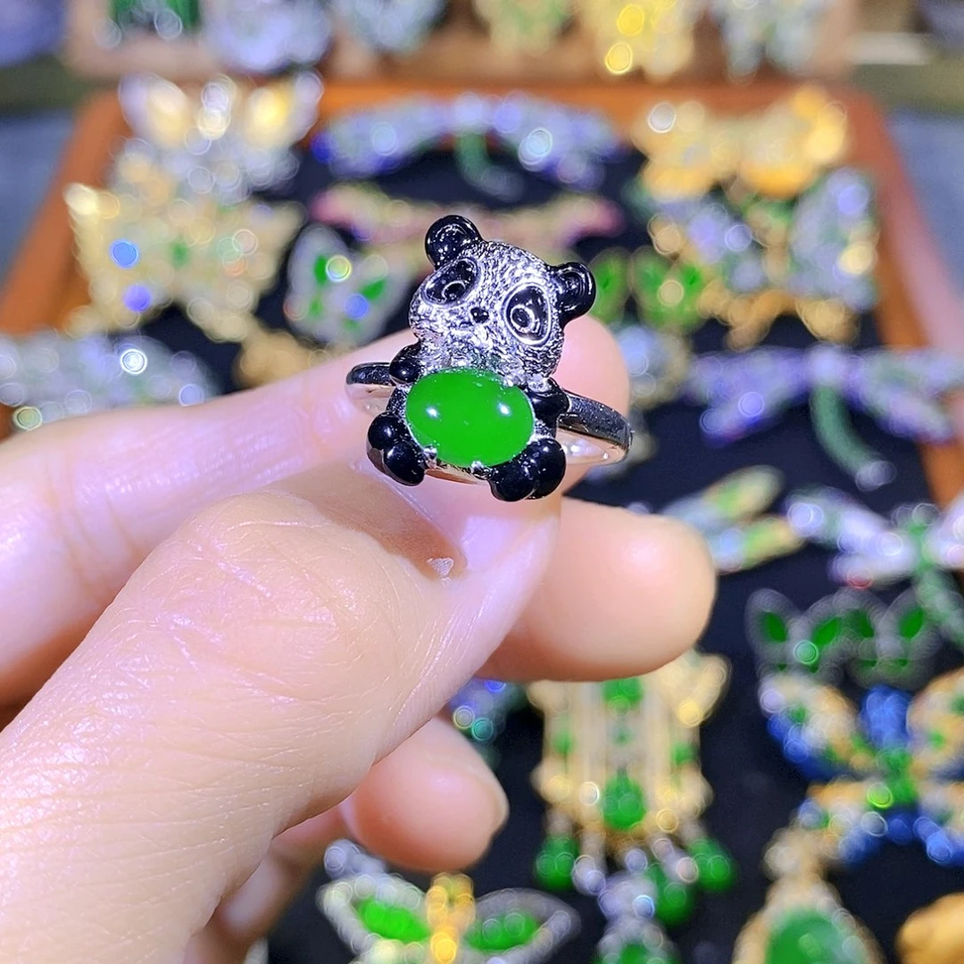 吊坠(不含链)银S925镶嵌翡翠