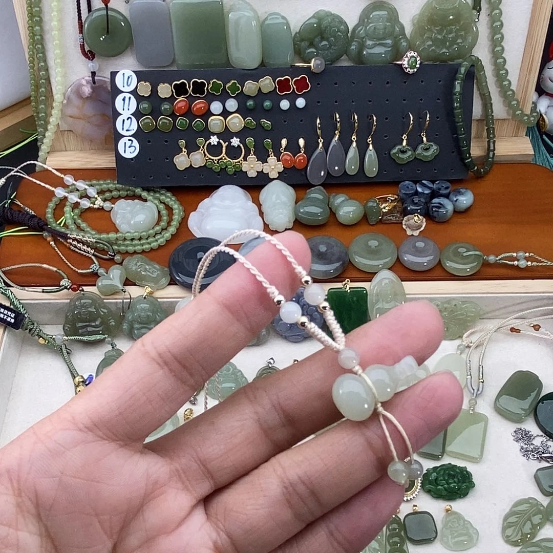 和田玉银S925镶嵌吊坠(不含链)