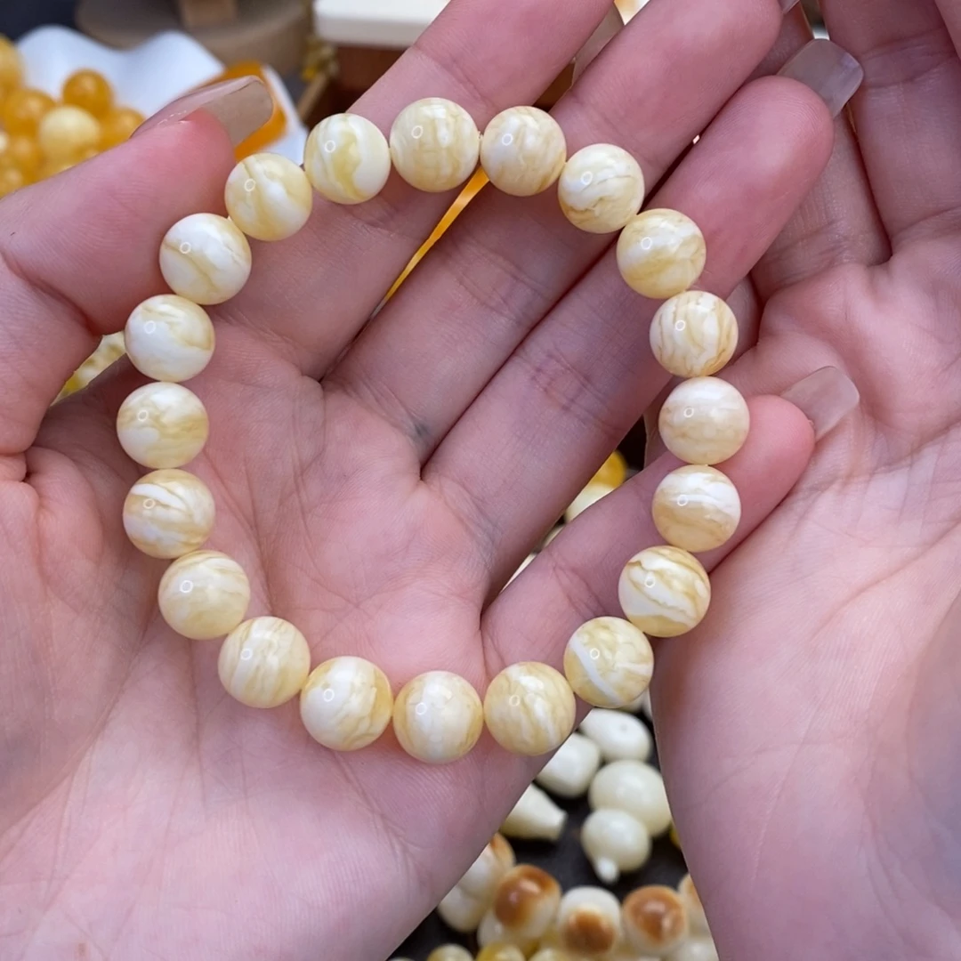 蜜蜡未镶嵌裸石手链