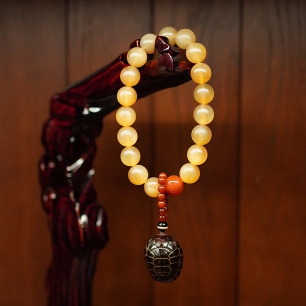 【羚韵】西藏天然羊角高密血丝民族风文玩手持18子15-16m