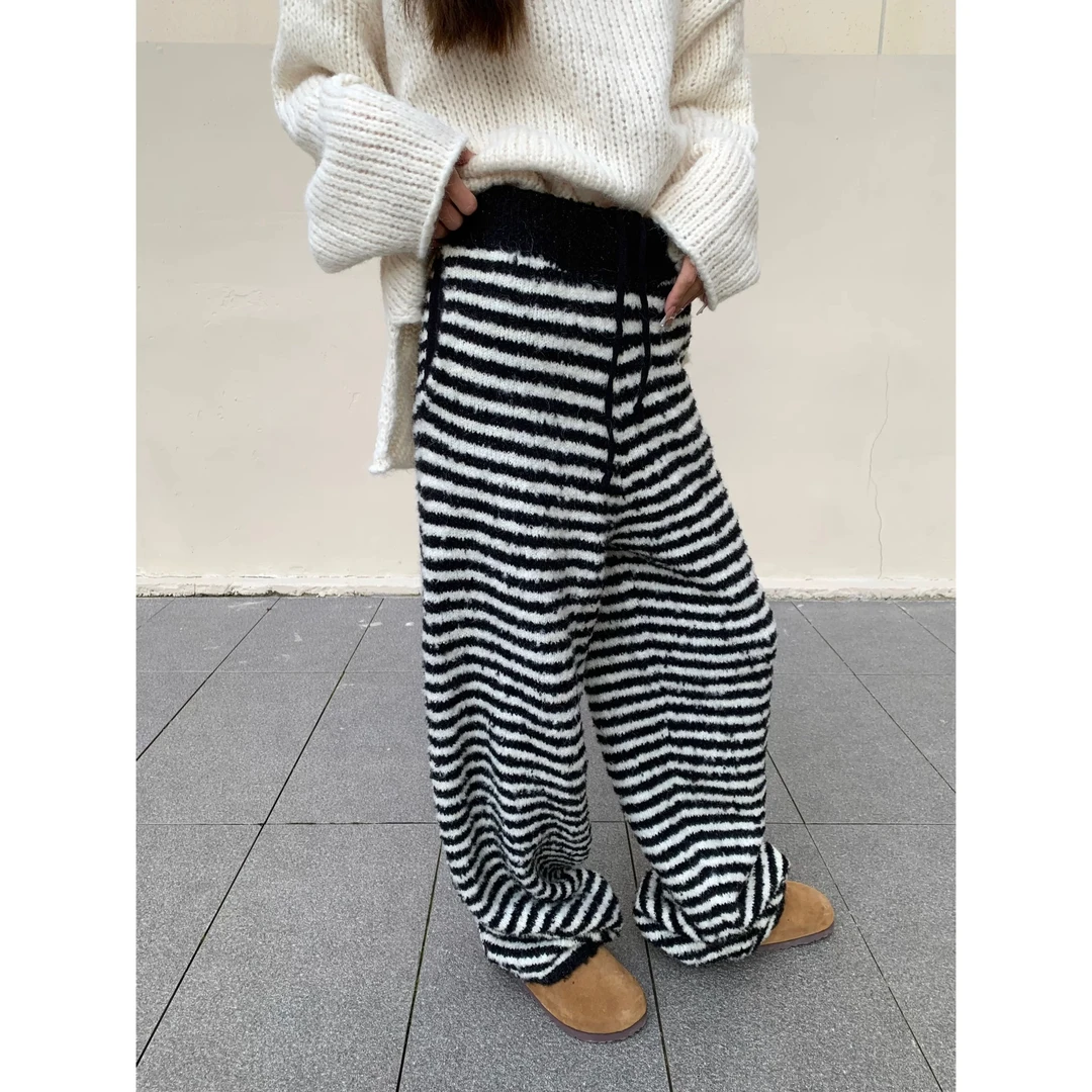 冬季慵懒条纹休闲裤