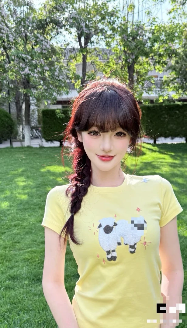 发芽爆款小羊刺绣辣妹短袖