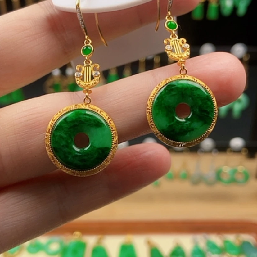 【闪购商品】翡翠耳饰18K金镶嵌耳饰