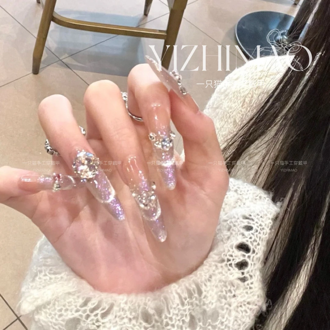 【玛丽泡泡】喵喵·温柔甜美风纯欲粉色微笑猫眼可拆卸方便穿戴甲