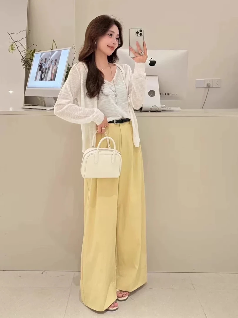 春季防晒毛针织衫薄款休闲圆领白色百搭女装夏季休闲风韩版