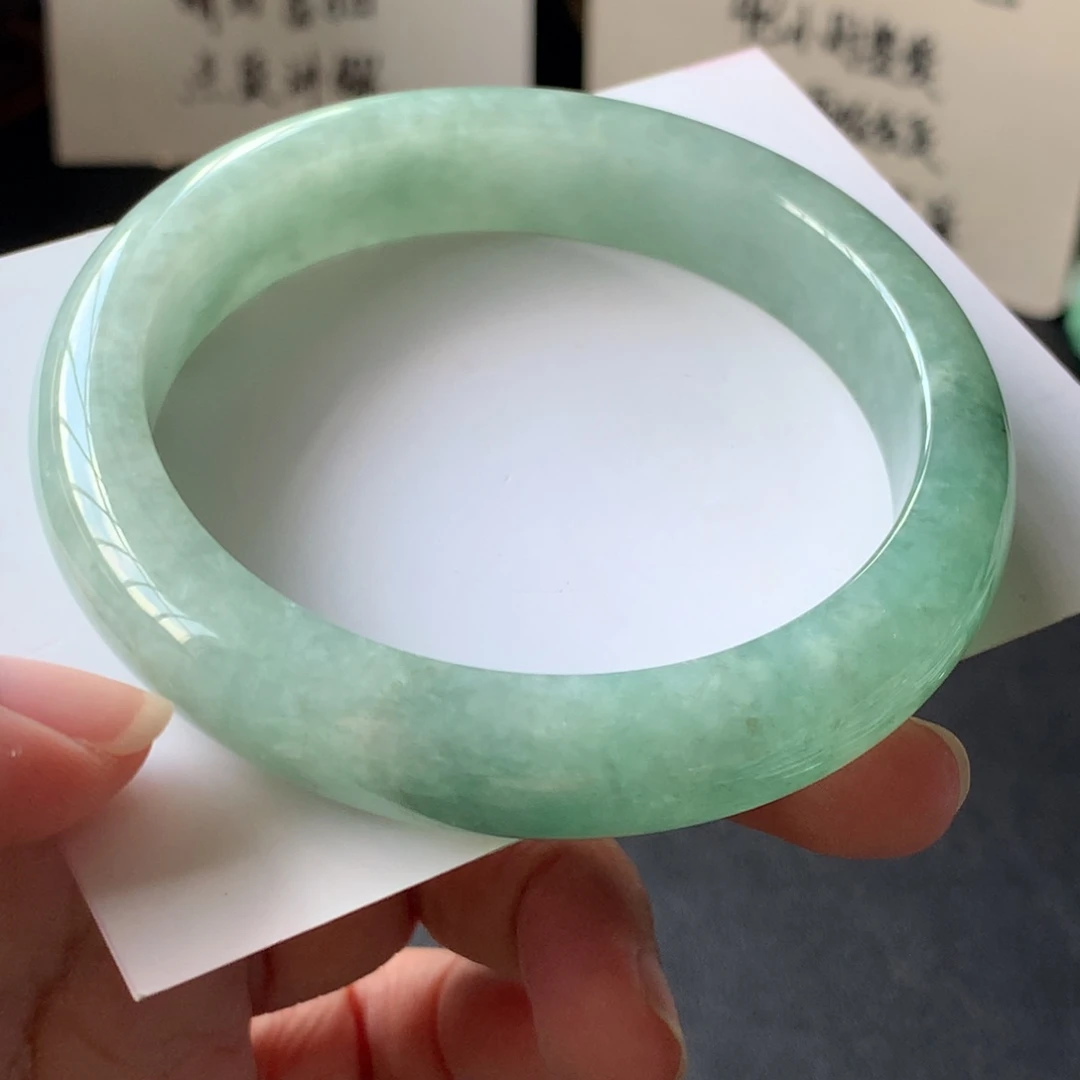 翡翠未镶嵌手镯6号57.7-11.7-7.8贯穿裂