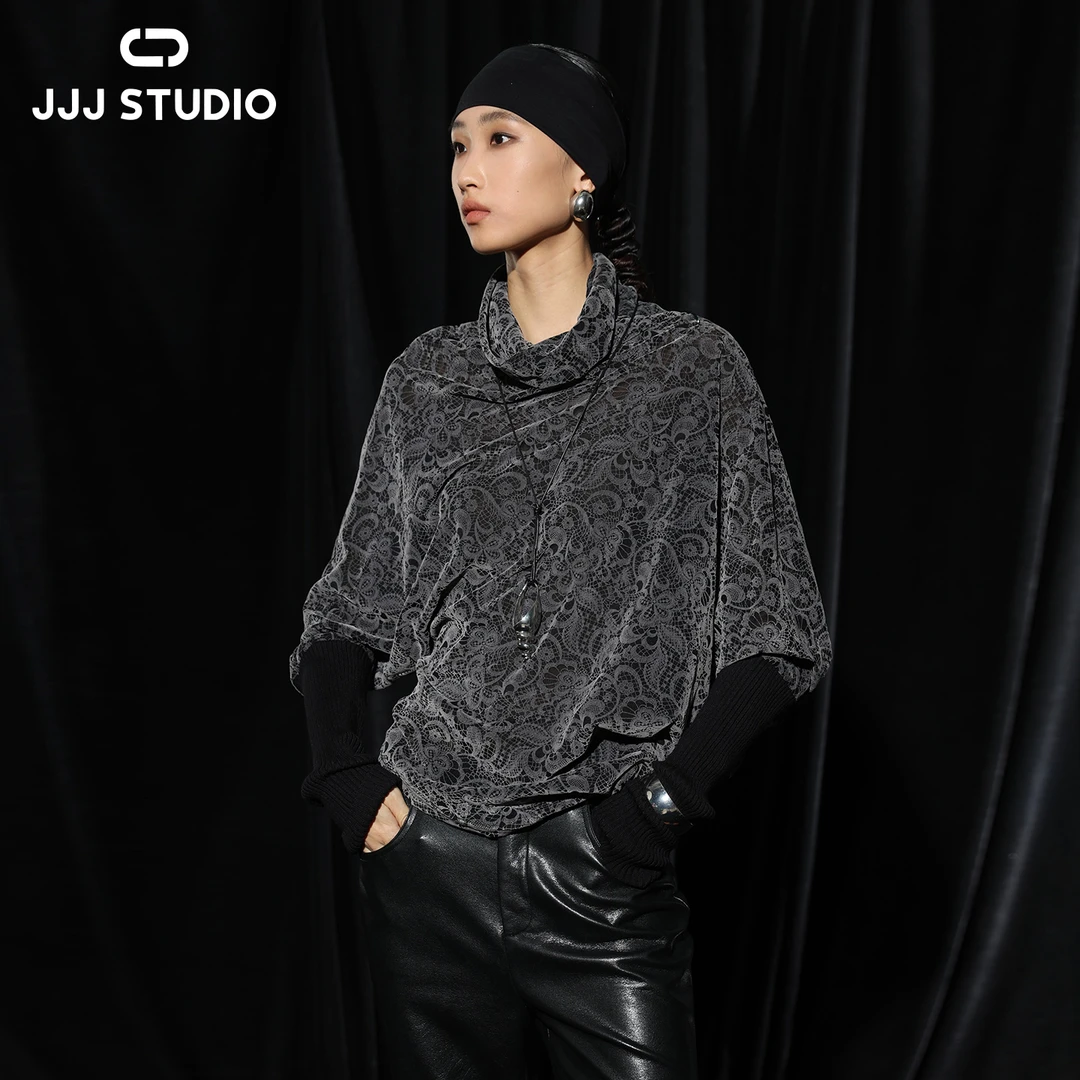 JJJ STUDIO 长袖时尚休闲复古堆堆领丝绒上衣JLWWW2N461