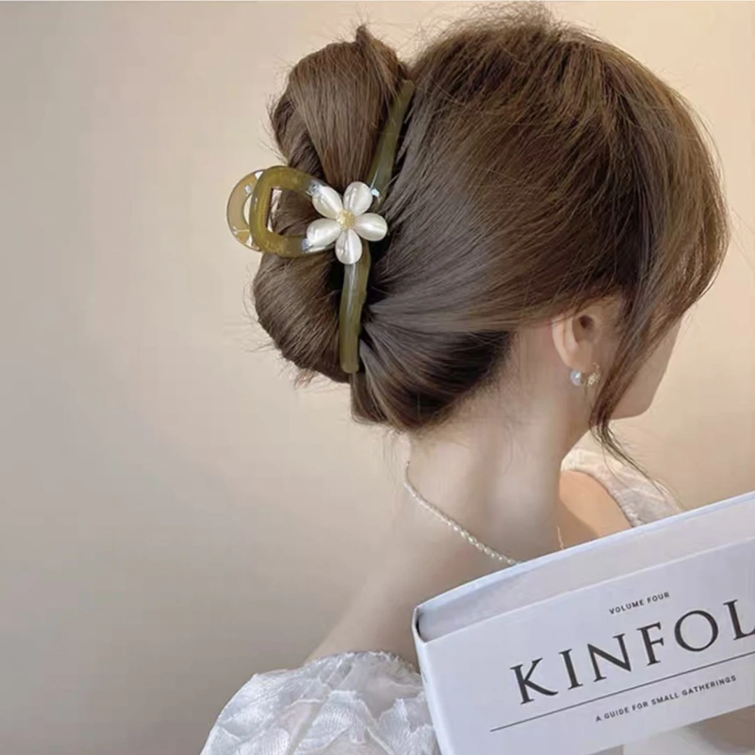 清新甜美2025韩版气质小花合金少女感抓夹后脑勺时尚鲨鱼夹