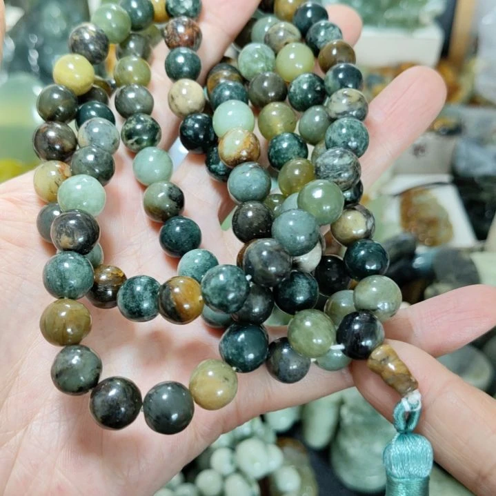 岫玉未镶嵌108粒手串项链