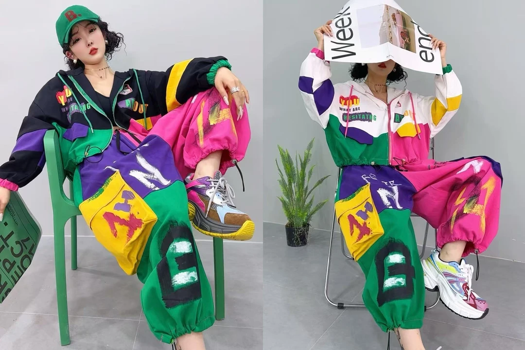 春秋大码新款潮牌个性休闲百搭时尚牛仔宽松拼接短款韩版外套洋气