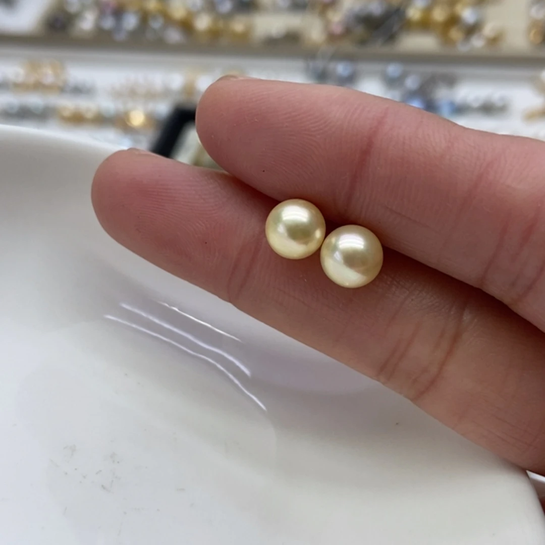 海水珍珠耳饰银S925镶嵌