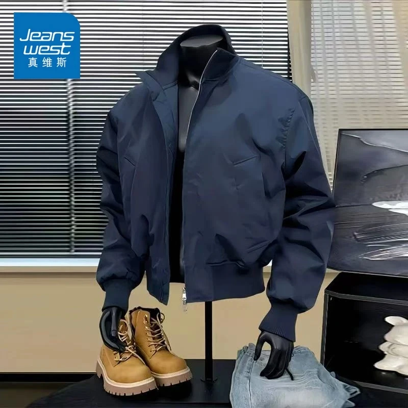 真维斯高品质立领飞行夹克男士秋冬短款外套高级感廓形美式棒球服