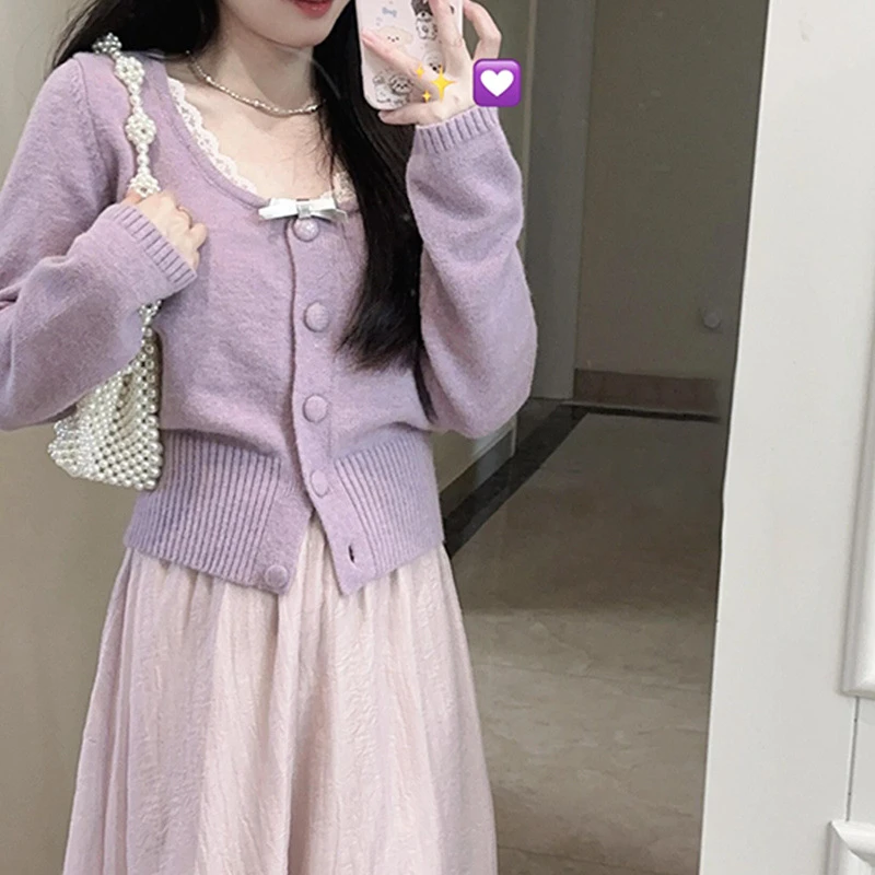 2025年入秋新款小个子针织连衣裙子香风搭配早秋季整套装女装韩系