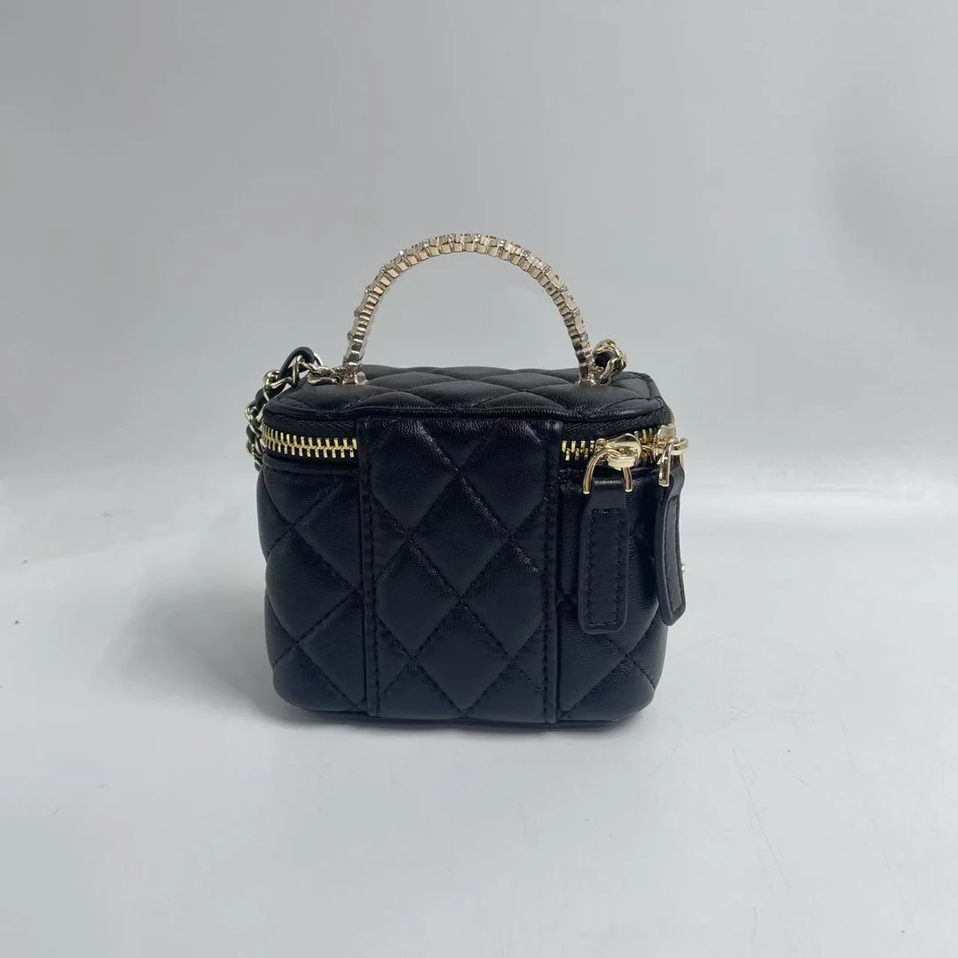 LQ-WITH-QUEEN真皮女包拉链小废包黑色- 0568