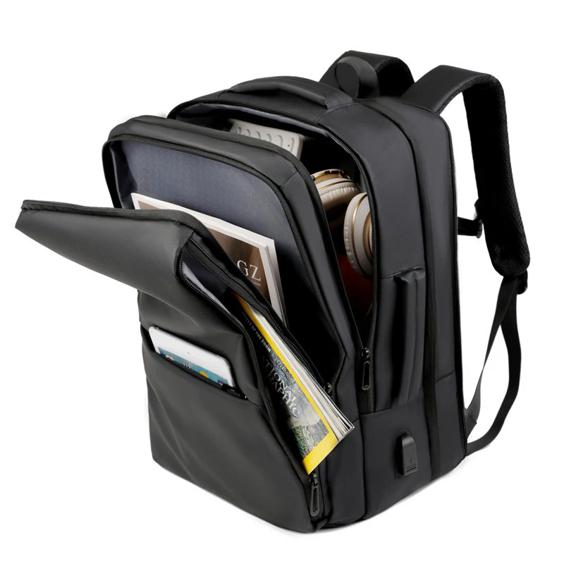 跨境新款扩容男时尚大容量防泼水皮膜电脑包简约商务出差旅行背包