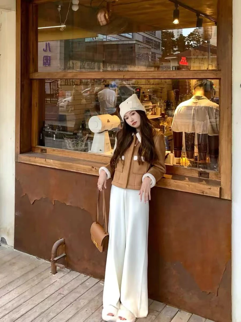 0974韩系休闲简约阔腿裤新款宽松显瘦气质裤子