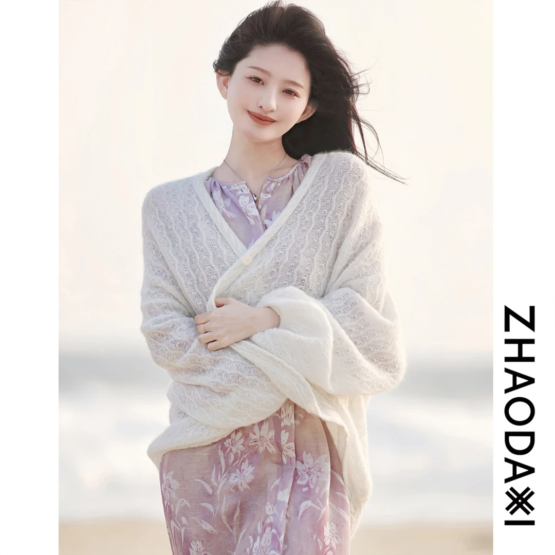 【赵大喜】花仙开衫 | chao幼髙奢mohair*wool 轻肤/镂空花型