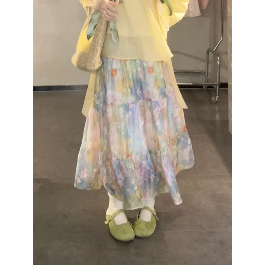 VGVL【莫奈花园】夏季新款清新小众设计半身裙女装女裙子半裙中长款