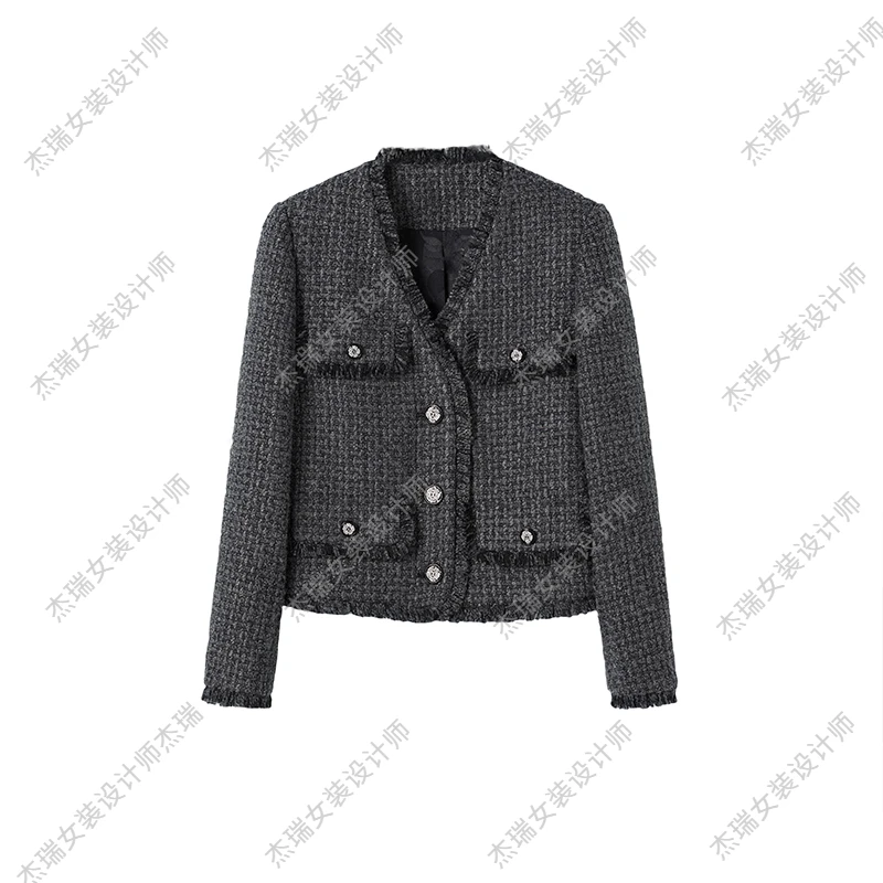 【以爱之名】24年秋季小香风气质设计感百搭长袖时尚轻奢圆领外套