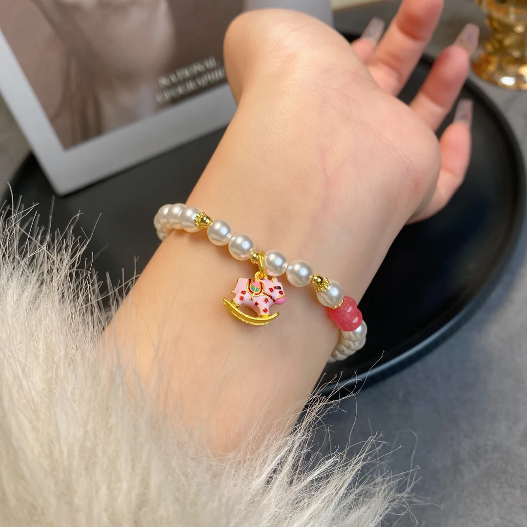 铜合金珐琅手链 施家珠珠小众设计彩色小木马甜美可爱手链女A0002