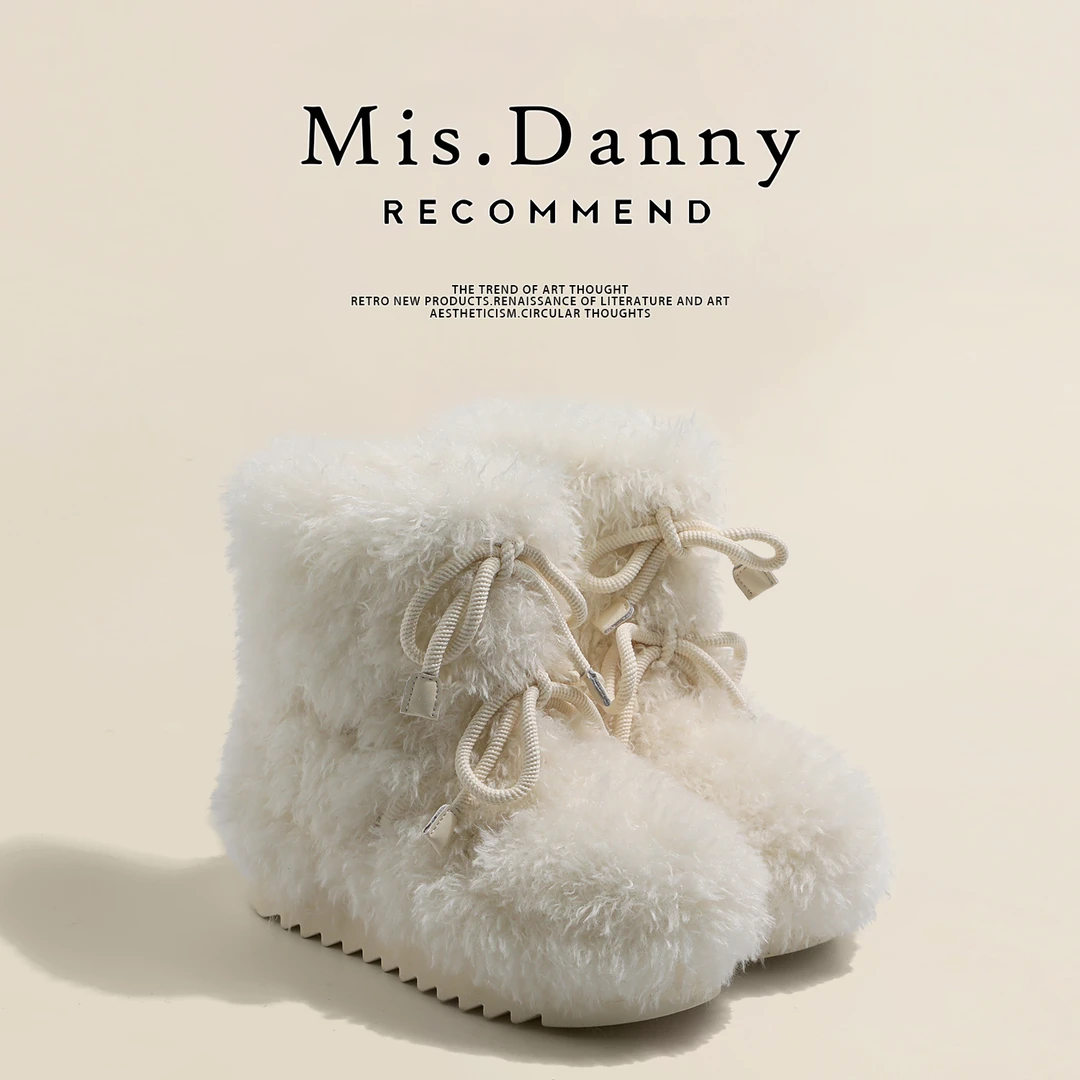 增高6CM~超轻软厚底毛毛雪地靴女冬2025款防滑短靴加绒加厚大棉鞋