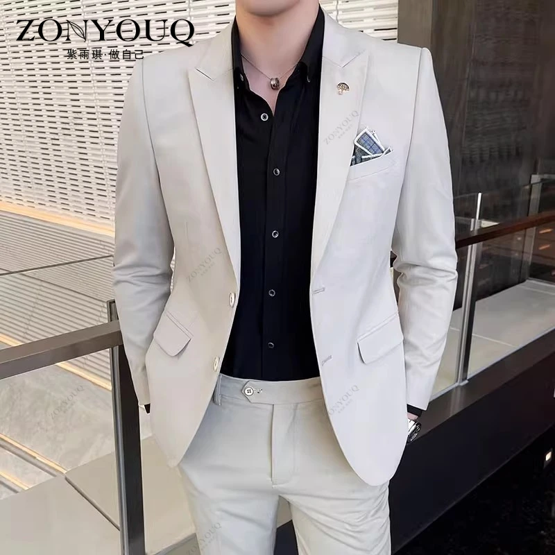 西服套装男2025春秋新款结婚韩版修身商务休闲帅气高级感西装外套