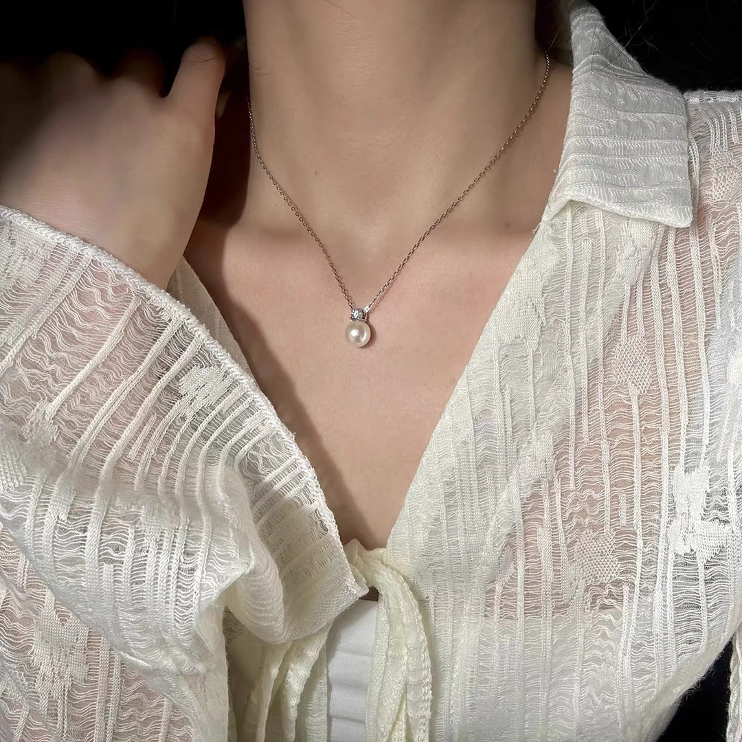 坠链均925银仿珍珠 十里间【通体925银～单颗】轻奢项链可调节锁骨链