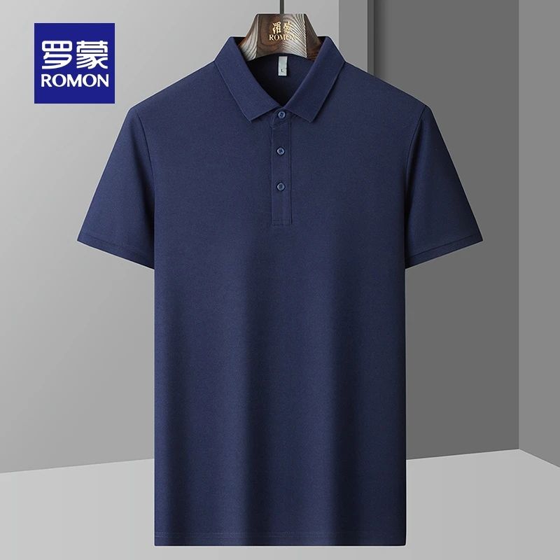 罗蒙男士短袖POLO衫夏季凉感新款纯色百搭商务休闲弹力翻领T恤衫