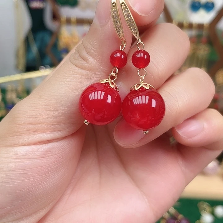 合金耳饰玛瑙/玉髓