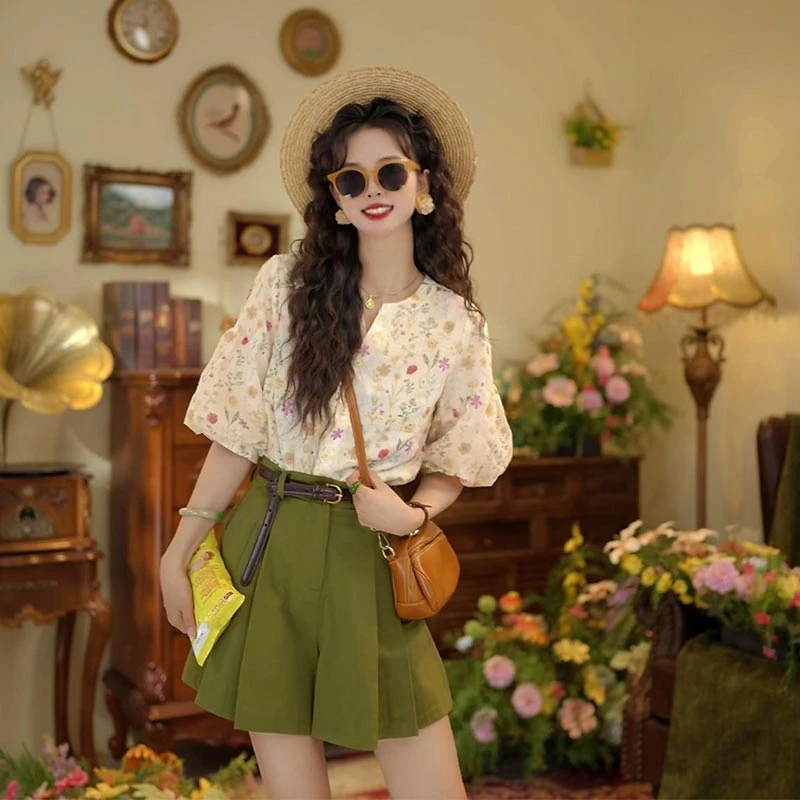 2025年夏季新款女装衬衫休闲裤两件套时尚套装洋气百搭慵懒风温柔