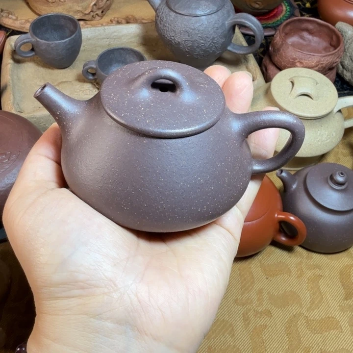 紫砂茶壶精工半手石瓢壶130cc