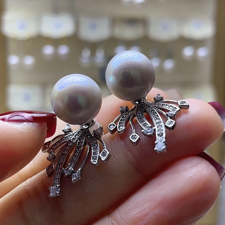 淡水珍珠耳饰银S925镶嵌