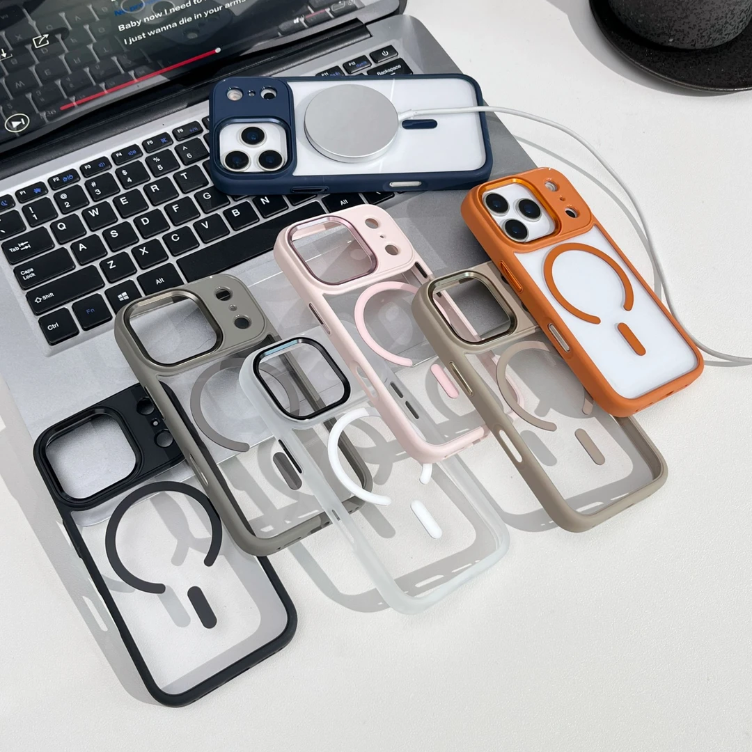 适用苹果17promax手机壳新款磁吸透明17Air金属镜圈防摔金盾半透