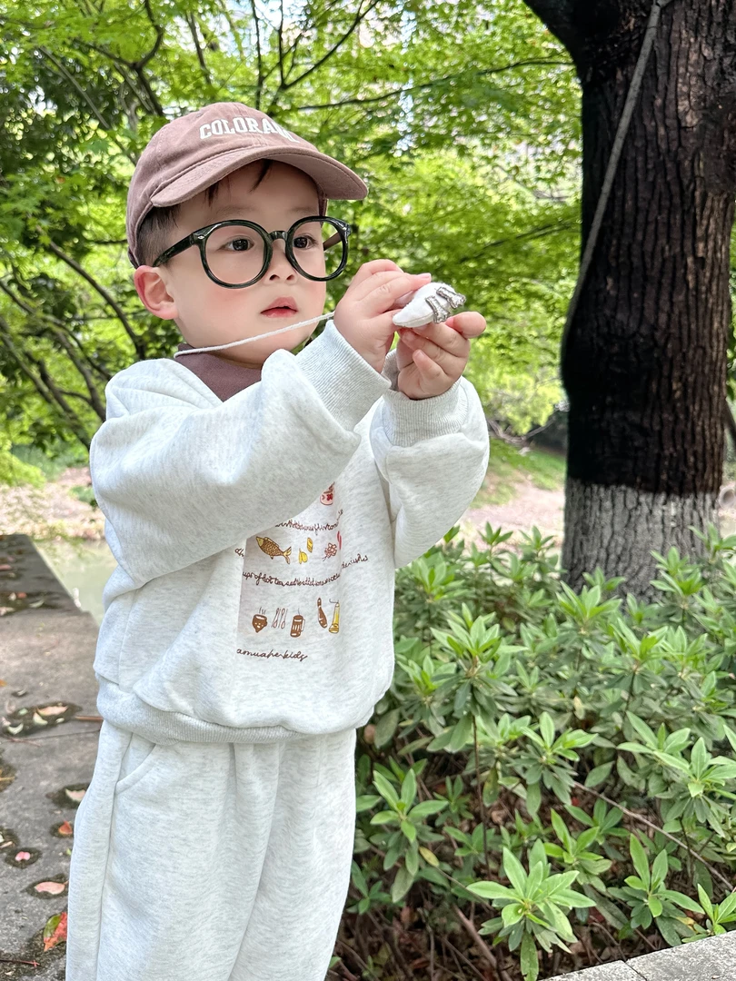 菜菜家童装卡通polo领男女宝春秋款套装