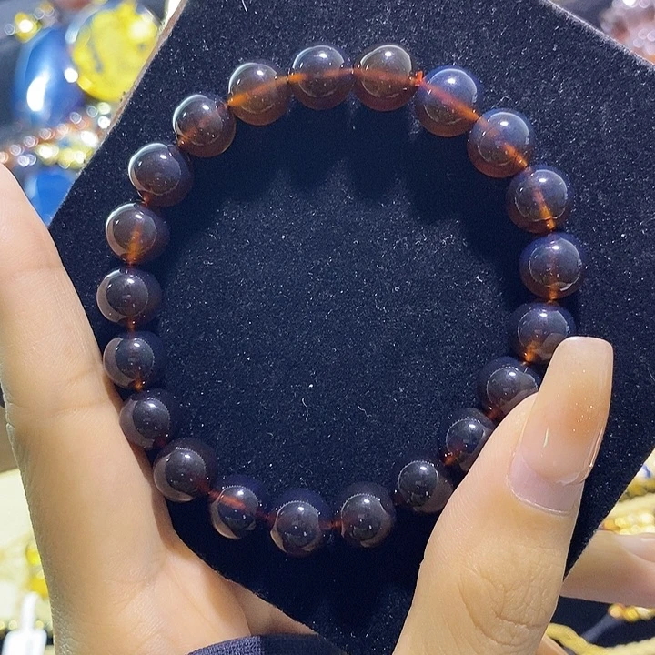 琥珀未镶嵌珠宝奇石紫罗兰手串9