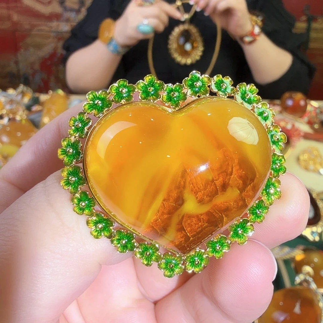 蜜蜡银S925镀金镶嵌戒指