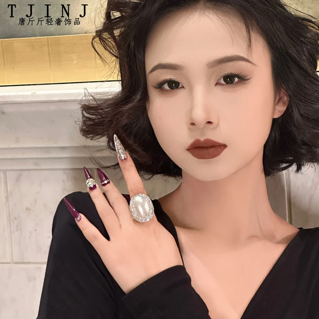 铜合金戒指 复古网红指环小众【臻宝流光】设计师款镶钻戒指开口