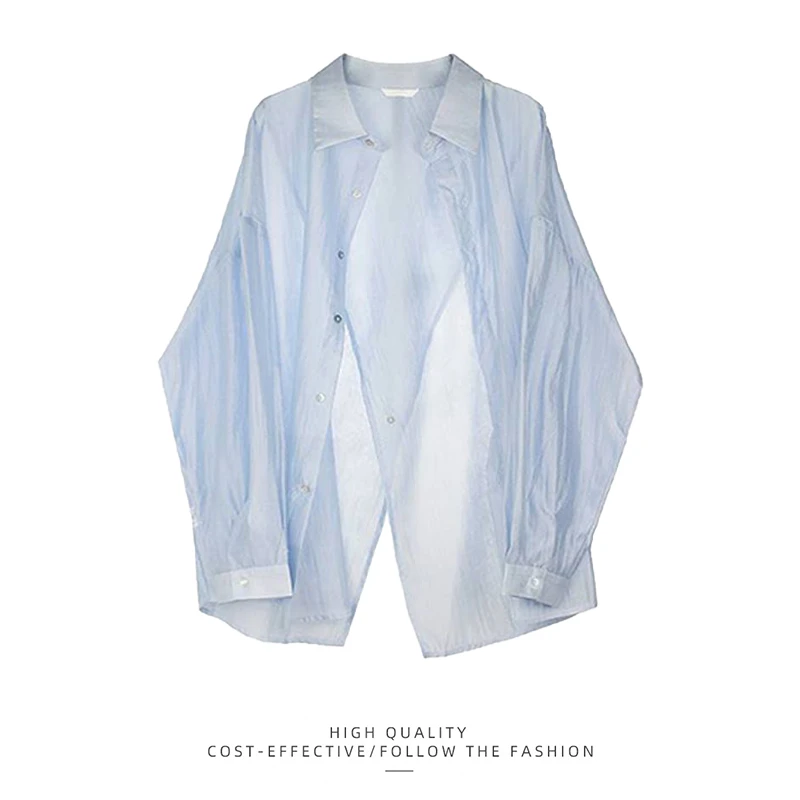 雪纺衬衫上衣女2025年夏季新款大码穿搭后背开叉设计感宽松防晒衣