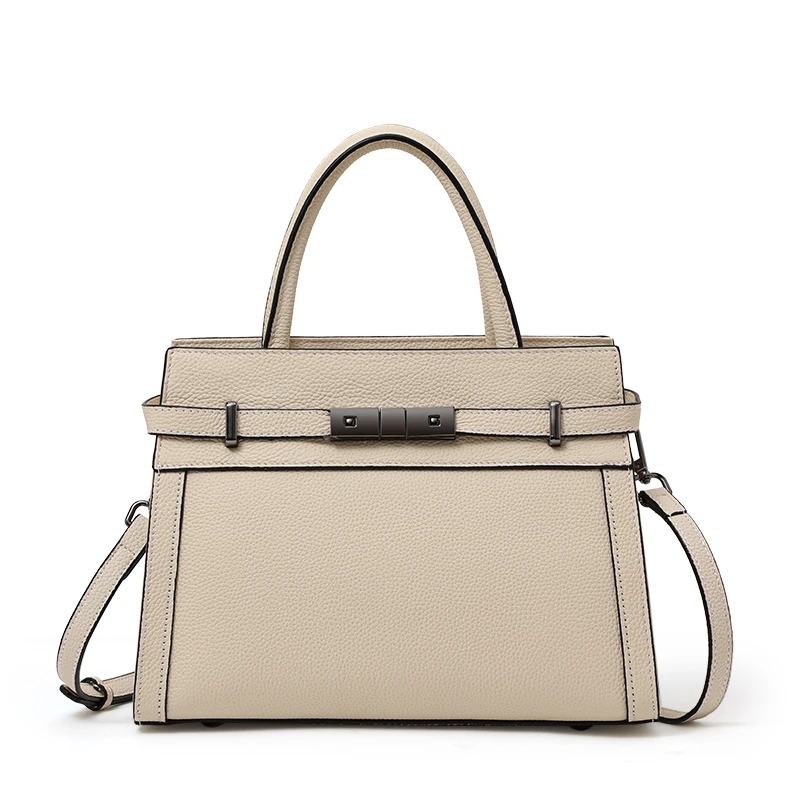 艾丹妮2025新款女士时尚百搭头层牛皮单肩斜挎手提凯莉包