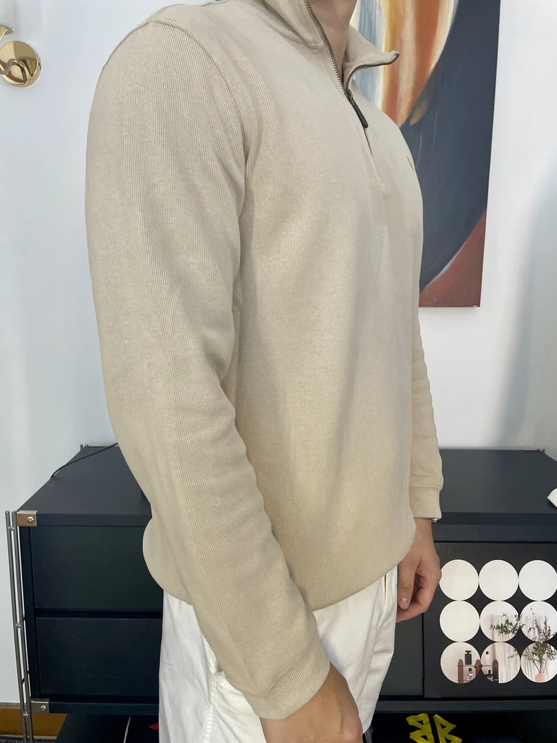 骑士经典半拉链男士标准纯色纯棉高领宽松百搭纯色卫衣