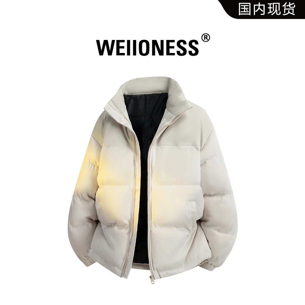 WEIIONESS立领棉衣男冬季保暖拼接小众设计轻奢休闲百搭时尚外套