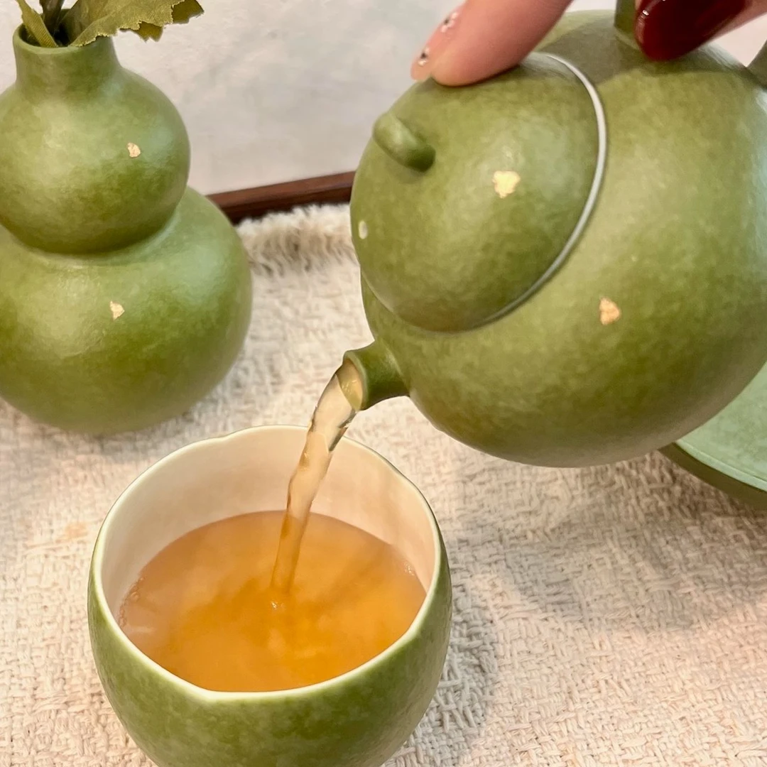 南山先生 新中式复古青橘洒金茶具