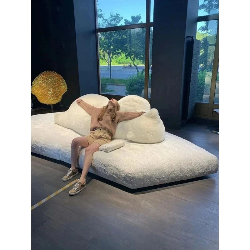 北极熊异形大沙发极简意式别墅横厅双面可坐布艺懒人创意沙发