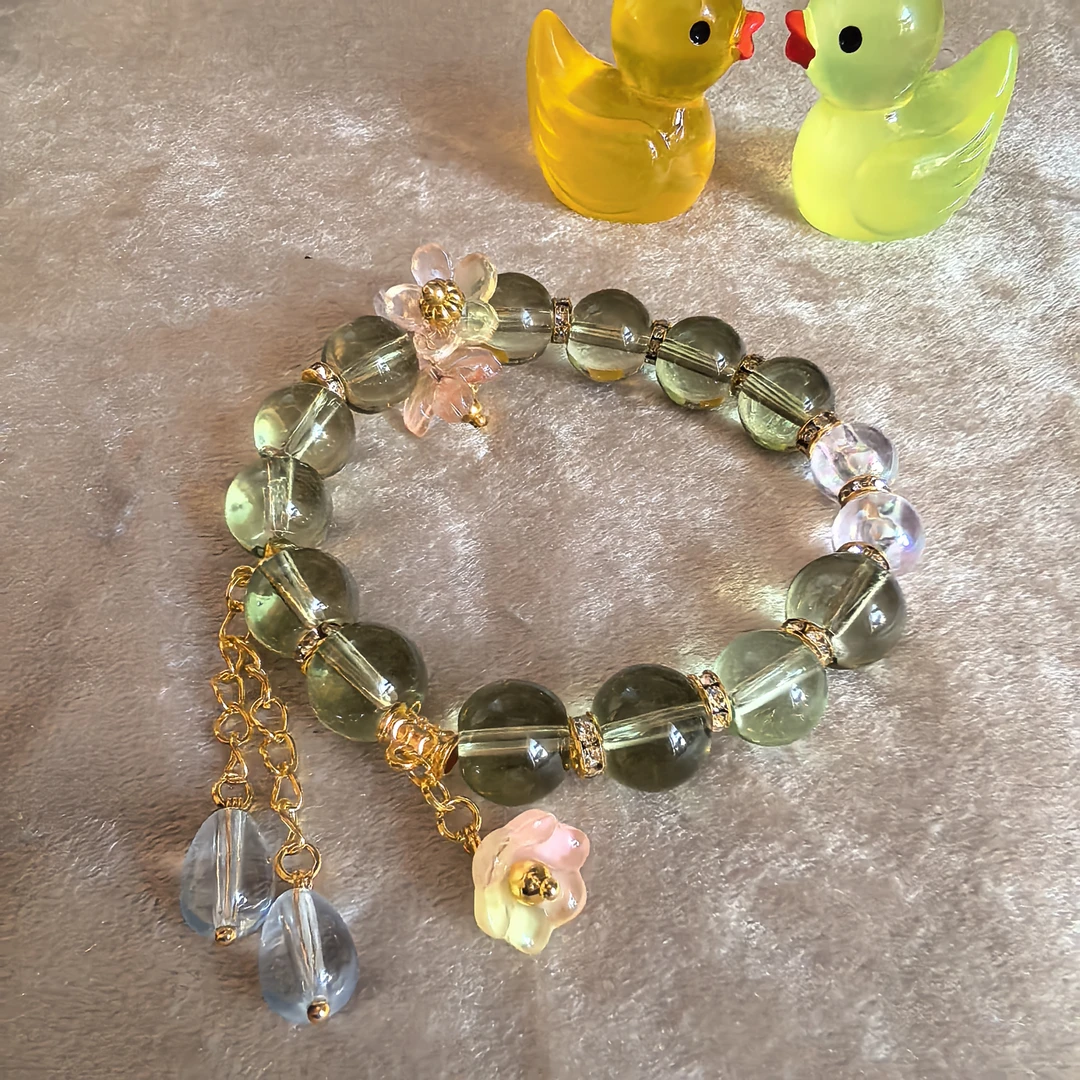 合金琉璃手链  气质轻奢优雅时尚桃花转运草莓手链10mm百轻奢简约