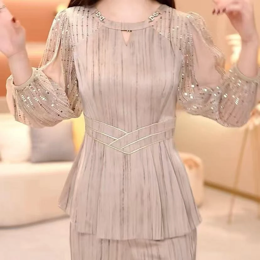 迷苏同款气质穿搭两件套2025年春秋新款修身女装上衣休闲显瘦套装