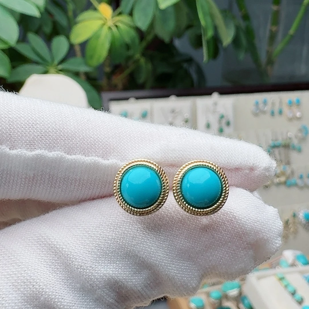 绿松石未镶嵌耳饰耳钉