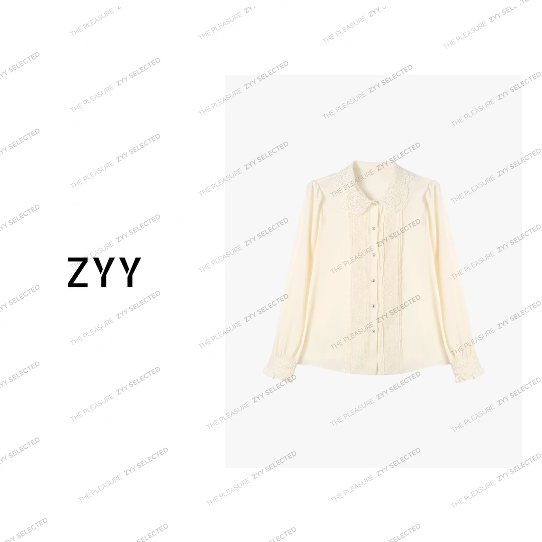 ZYY【雾隐绸光】2025S/新品珍珠锻法式高级感精致衬衫女X25CC70